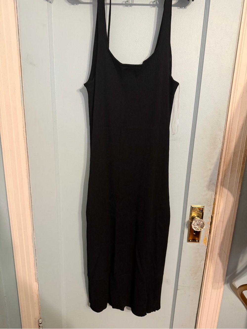 Black Ribbed Button-Front Midi Dress - Picture 3 of 3